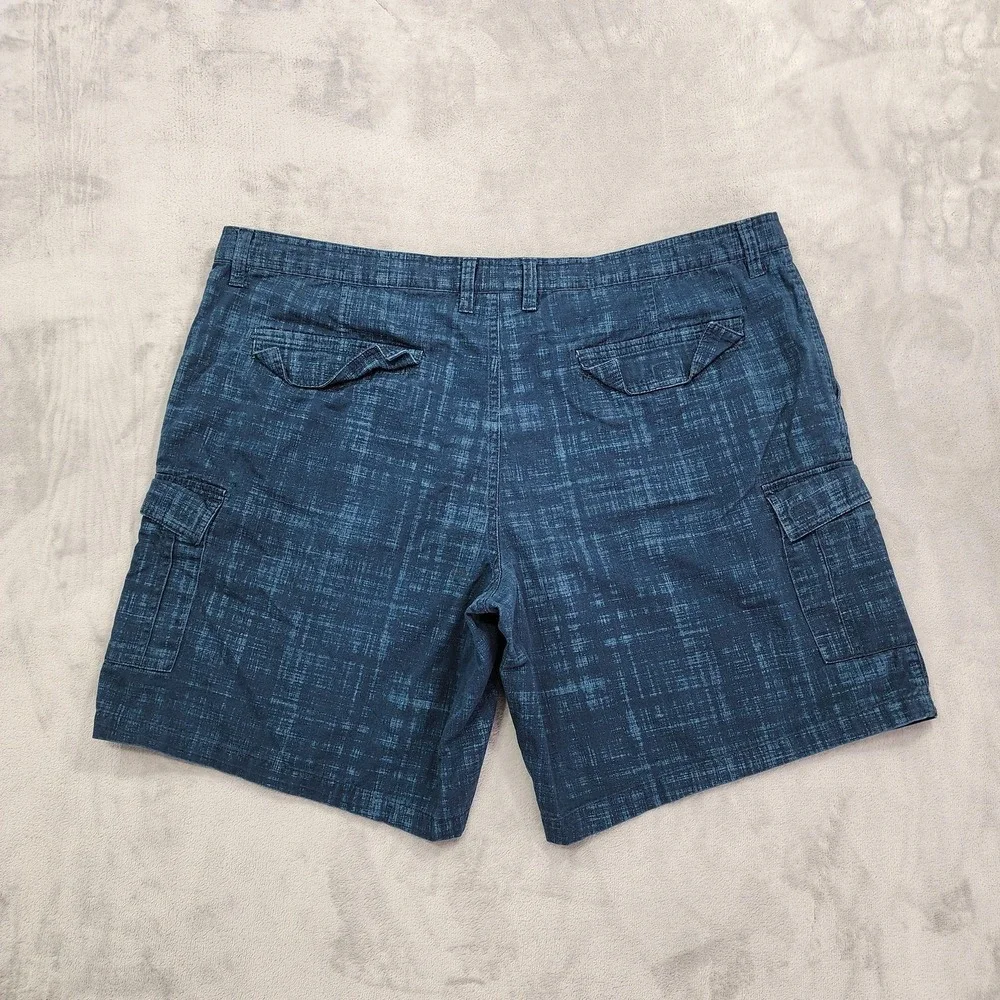 Vintage Basic Editions Shorts Mens 46 Blue Cargo Cotton Canvas Flat Front Casual